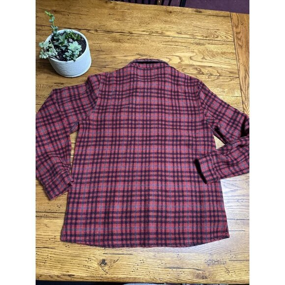 VTG WOOLRICH JOHN RICH BROS Red Plaid Wool Jacket Zip Up Coat Womens S - Picture 6 of 6